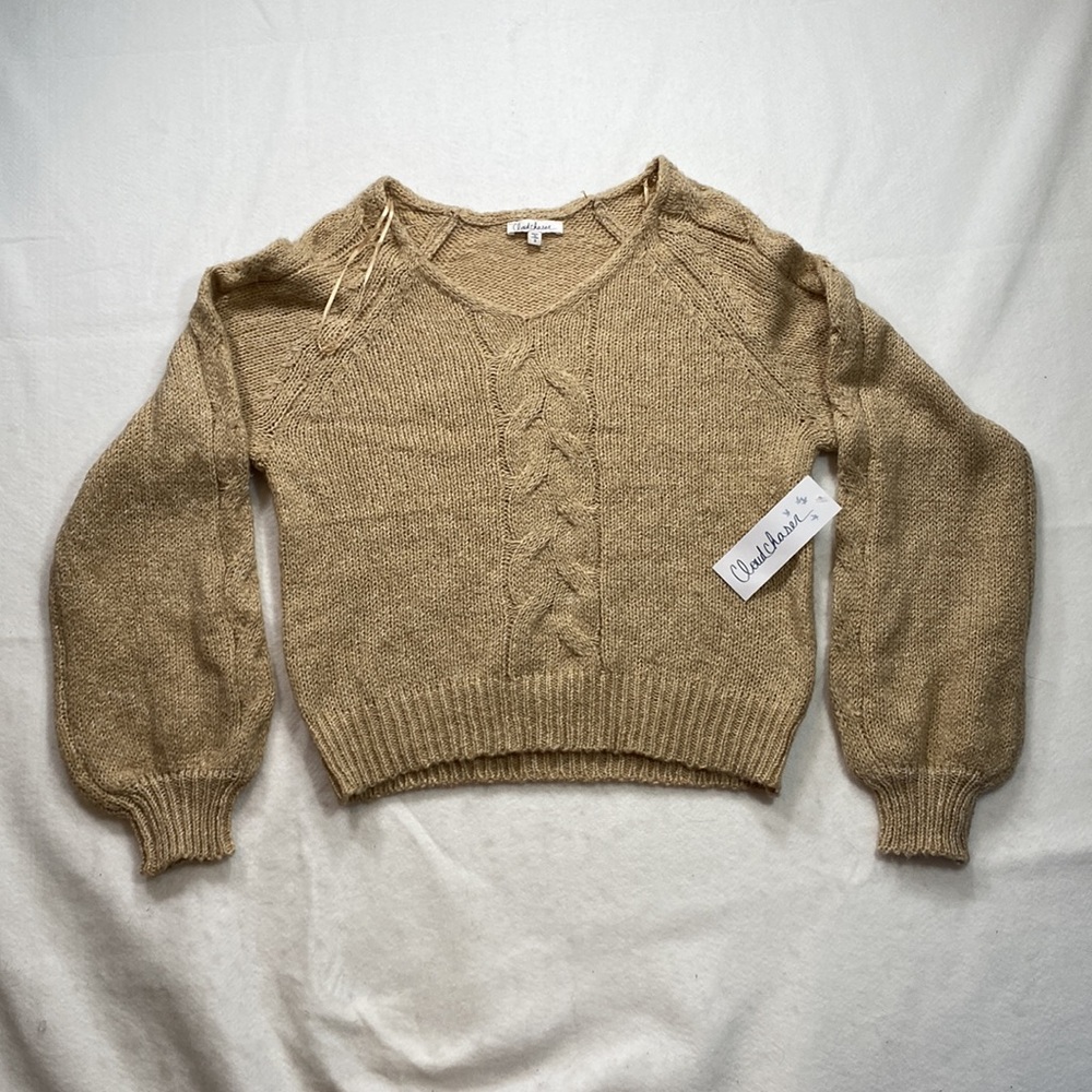 NWT Cloud Chaser Long Sleeve Sweater Tan Womens Size S